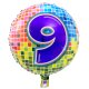 Folat fóliový balón s číslom 9, vzor kocky - 43 cm