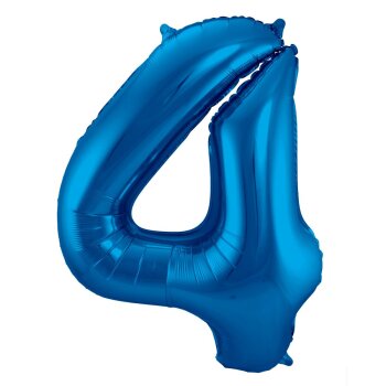 Folat Blauer Folienballon Ziffer / Zahl 4 - 86 cm