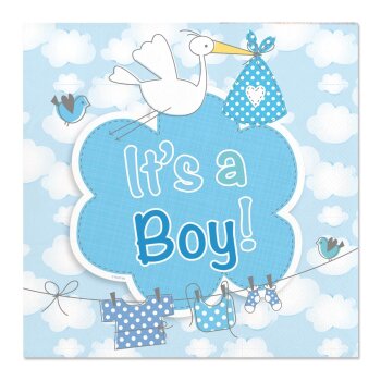 Folat Geburt Junge It‘s a Boy Servietten - 20...