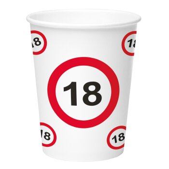 Party Pappbecher 350 ml 8 Stück 18. Geburtstag...