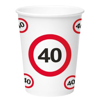Party Pappbecher 350 ml 8 Stück 40. Geburtstag...
