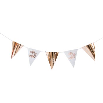Folat Hochzeit Wimpelkette Roségold - 6 Meter