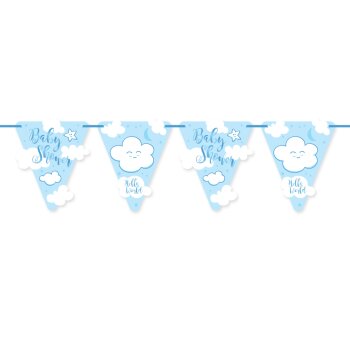 Folat Blaue Babyshower Junge Wimpelkette - 6 Meter