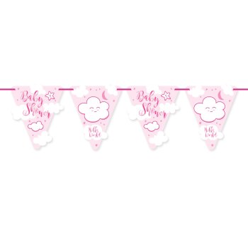 Folat Rosafarbene Babyshower Mädchen Wimpelkette - 6...