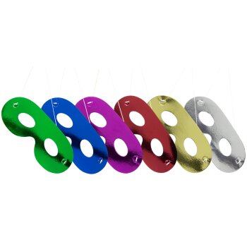Folat Mehrfarbige Metallic Masken - 6 Stück