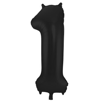 Folat Folienballon Ziffer / Zahl 1 Schwarz Metallic Matt...