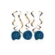Folat Hängedeko Elegant True Blue 60 Jahre - 5 Stück