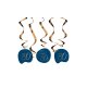 Folat Hängedeko Elegant True Blue 80 Jahre - 5 Stück