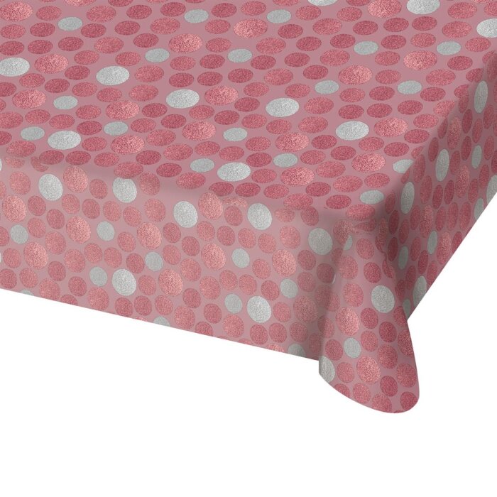 Folat párty obrus - 130 x 180 cm - ružový - lesklé bodky
