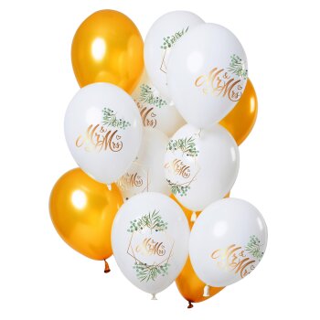 Folat Ballon 33 cm 12 Stück - Mr & Mrs...