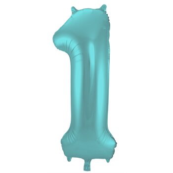 Folat Folienballon Ziffer / Zahl 1 Pastell Aqua Metallic...