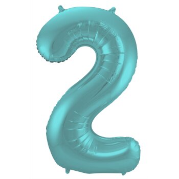 Folat Folienballon Ziffer / Zahl 2 Pastell Aqua Metallic...