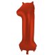 Folat Folienballon Ziffer / Zahl 1 Rot Metallic Matt - 86 cm