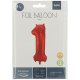 Folat Folienballon Ziffer / Zahl 1 Rot Metallic Matt - 86 cm