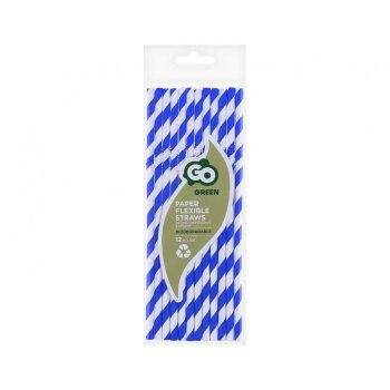 ECO Papierstrohhalme 12er Set blue Stripes
