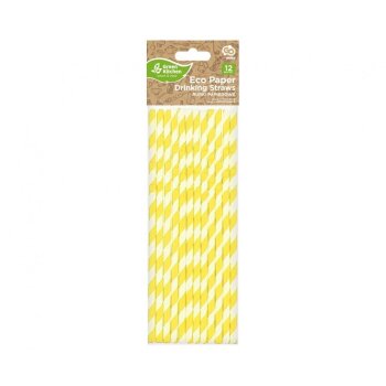 ECO Papierstrohhalme 12er Set yellow Stripes