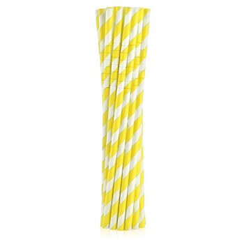 ECO Papierstrohhalme 12er Set yellow Stripes
