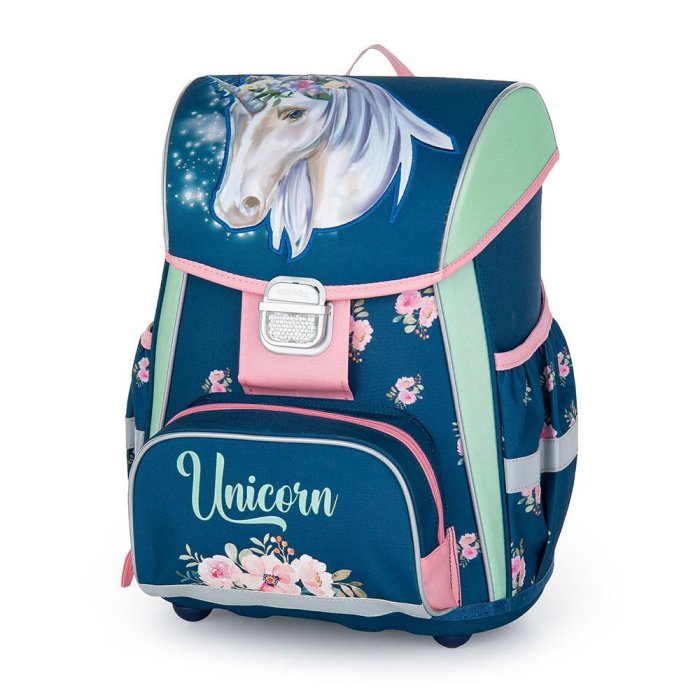 oxybag školská taška PREMIUM - pre školákov na prvom a druhom stupni - unicorn flowers