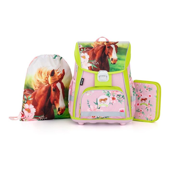 oxybag Školská taška set 3-dielny PREMIUM COOL Horse Flower