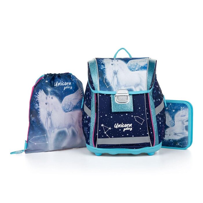 oxybag Školská taška set 3-dielny PREMIUM LIGHT Unicorn Galaxy