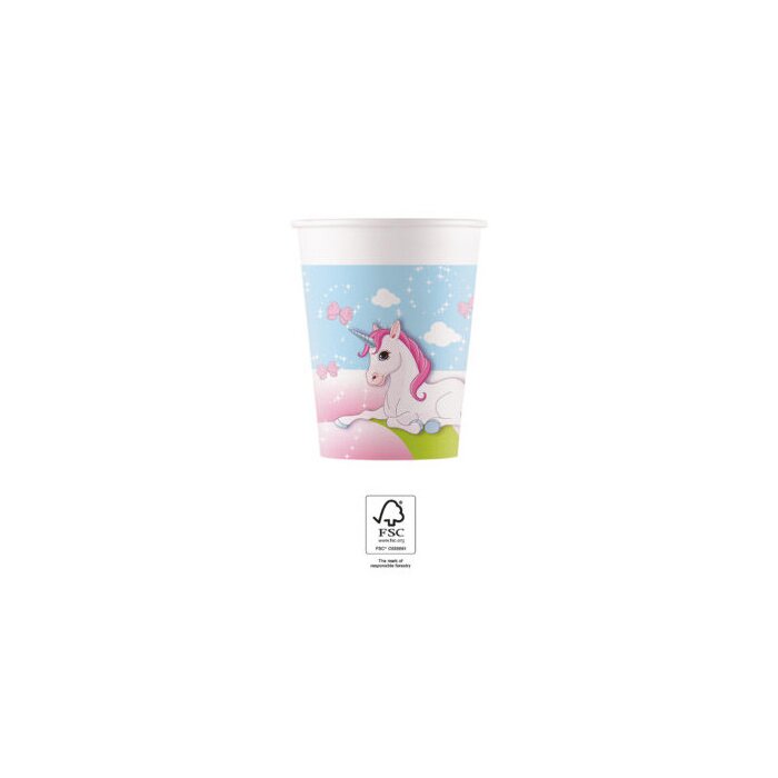 Party Pappbecher 200 ml 8 Stück Unicorn Castle