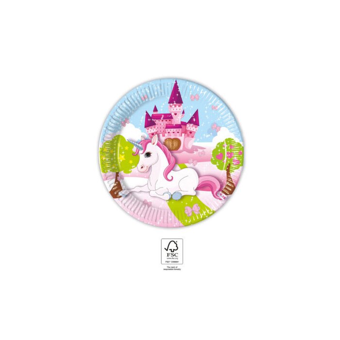 Javoli párty papierový tanier 19,5 cm - 8 kusov - Hrad jednorožca