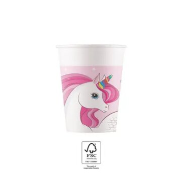 Party Pappbecher 200 ml 8 Stück Unicorn Rainbow