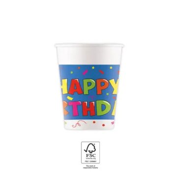 Party Pappbecher 200 ml 8 Stück Happy Birthday
