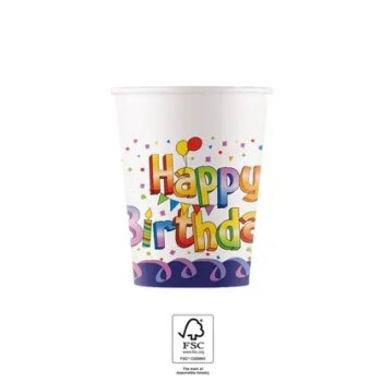 Party Pappbecher 200 ml 8 Stück Happy Birthday...