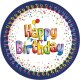 Party Pappteller 19,5 cm 8 Stück "Happy Birthday" Multicolor