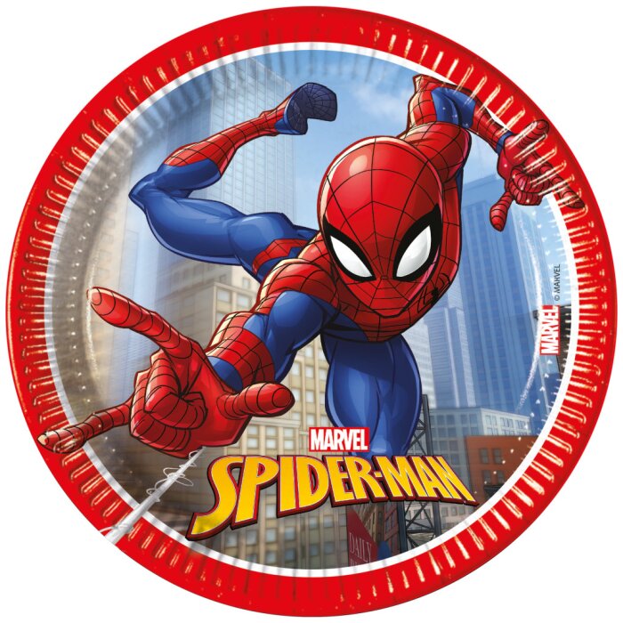 Party Pappteller 20 cm 8 Stück "Spiderman" Crime Fighter