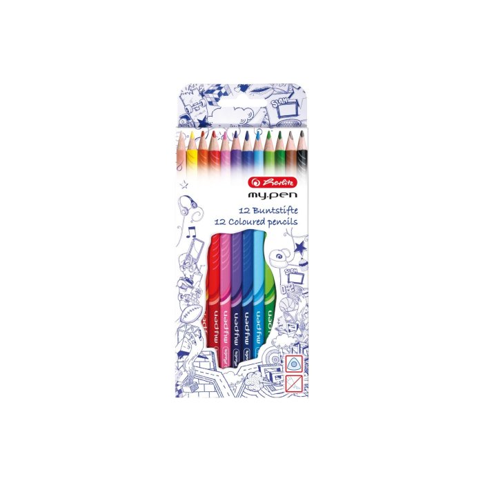 herlitz trojhranné farbičky my.pen - FSC drevo - v závesnej krabičke - 12 rôznych farieb