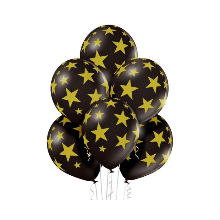 Ballon 30 cm 6 Stück - Black Star