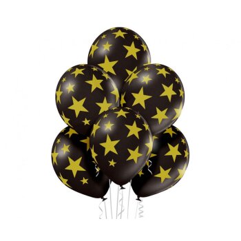 Javoli Balón 30 cm - 6 kusov - čierny s hviezdami
