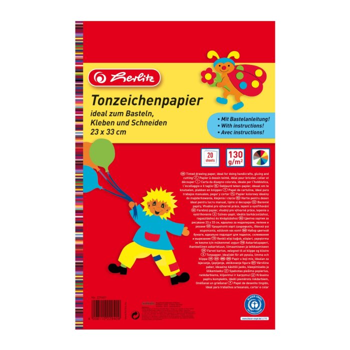 herlitz Tonpapierblock, 230 x 330 mm, Inhalt: 20 Blatt