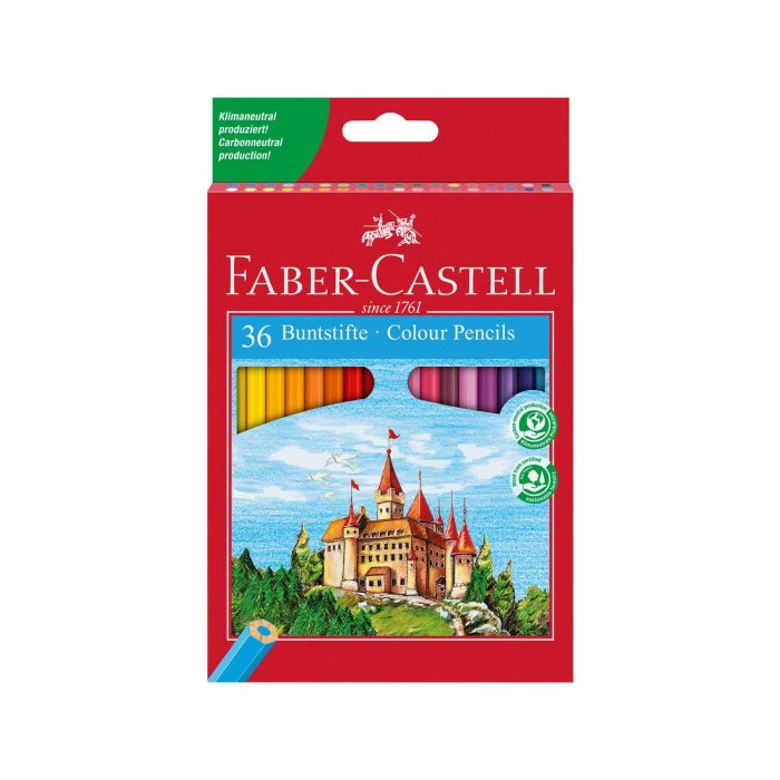 FABER-CASTELL Hexagonal-Buntstifte CASTLE, 36er Kartonetui