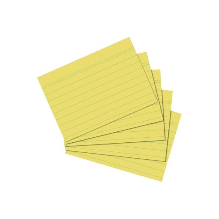 herlitz kartotékové / indexové kartičky - A5 - 100 ks - linajkové - žlté