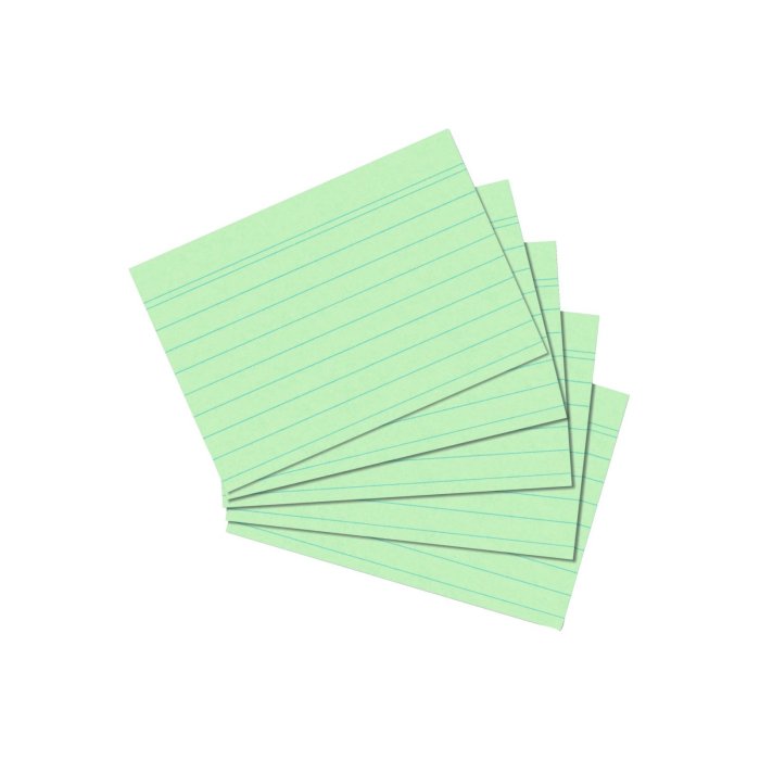 herlitz kartotékové / indexové kartičky - A6 - 100 ks - linajkové - zelené