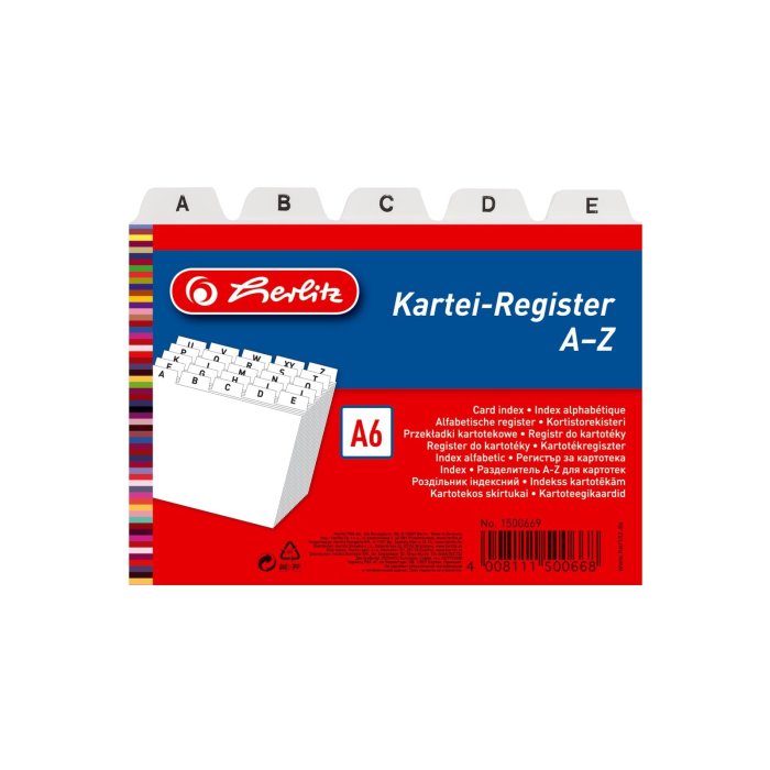 herlitz register do kartotéky, A-Z, A6, PP - biely