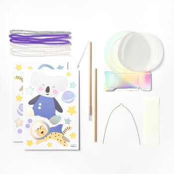 folia Laternen-Bastelset SPACE ANIMALS, metallic-irisierend