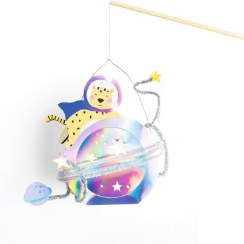 folia Laternen-Bastelset SPACE ANIMALS, metallic-irisierend