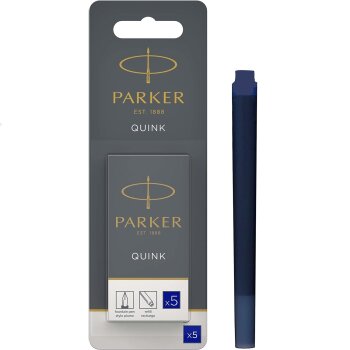 PARKER Großraum-Tintenpatronen QUINK blau 5er, Blister