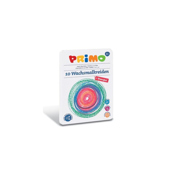 PRIMO voskové pastelky vodotesné - plechové balenie - 10 rôznych farieb