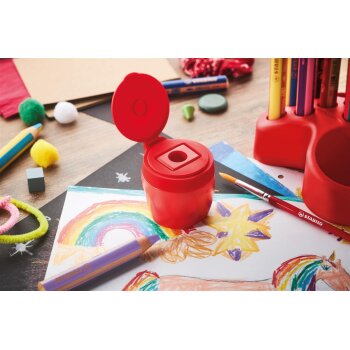 Buntstift, Wasserfarbe & Wachsmalkreide - STABILO woody 3 in 1 - 15er Tischset mit Spitzer