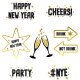 Folat Glas-Sticker Black Gold Happy New Year 8-teilig