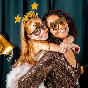 Folat Papierbrille Black Gold Happy New Year 6er