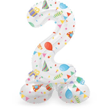 Folat Stehender Folienballon Ziffer / Zahl 2 - 72 cm...