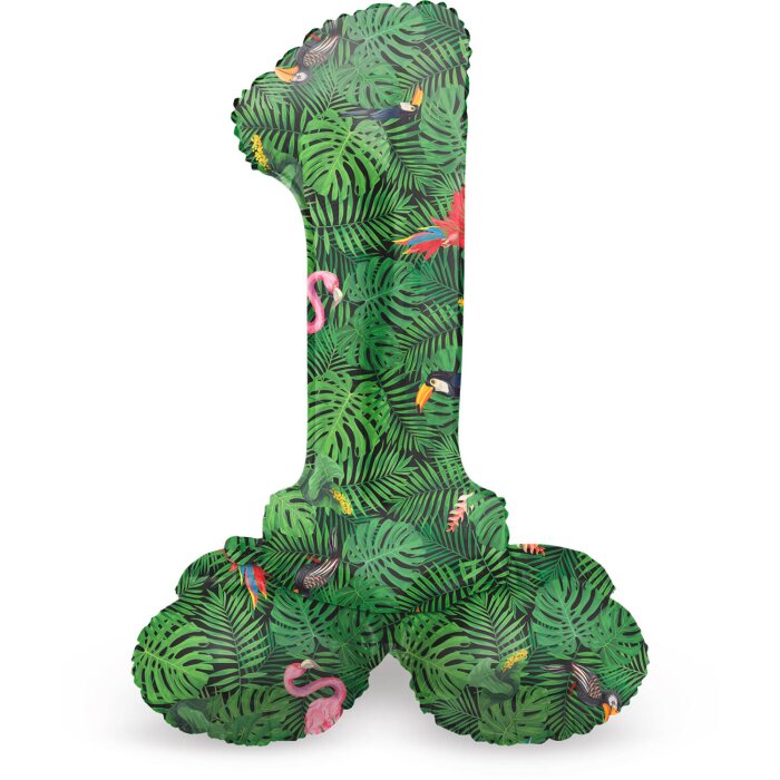 Folat Stehender Folienballon Ziffer / Zahl 1 - 72 cm Jungle Vibe
