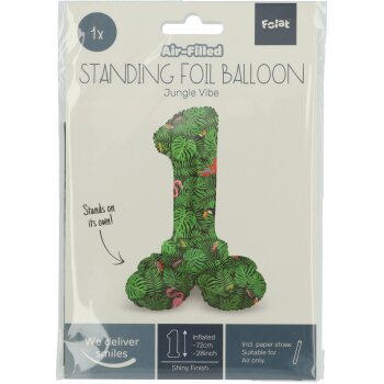 Folat Stehender Folienballon Ziffer / Zahl 1 - 72 cm Jungle Vibe