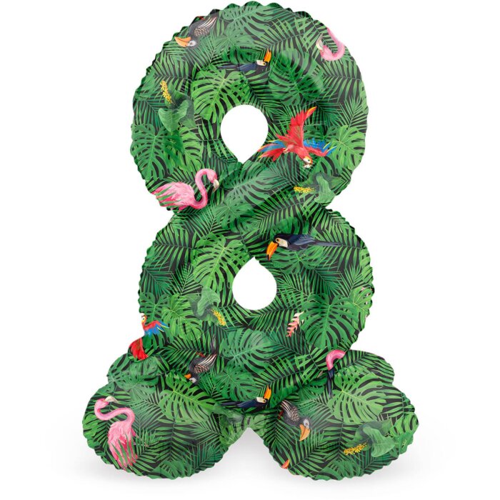 Folat Stehender Folienballon Ziffer / Zahl 8 - 72 cm Jungle Vibe